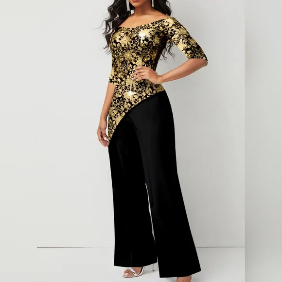 Hot golden jumpsuit NWOT - Picture 3 of 4